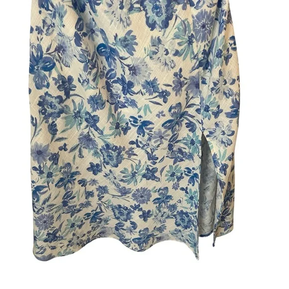 Lulus Serene Views Blue and White Floral Print Cutout Midi Dress Size Large - Picture 8 of 13